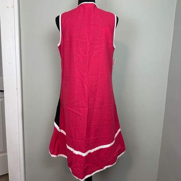 Lisa Rene Tunic Small Pink Colorblock Linen Layer Lagenlook Wearable Artsy Boho - Picture 6 of 14